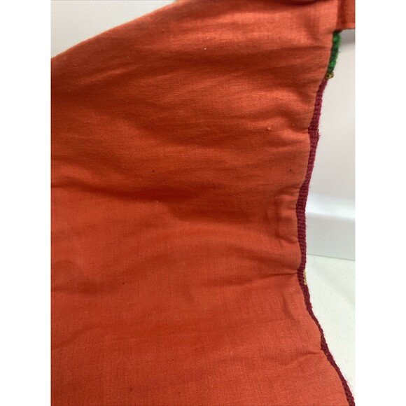 vintage needlepoint CHRISTMAS STOCKING with old world Santa With Beads - Picture 6 of 8